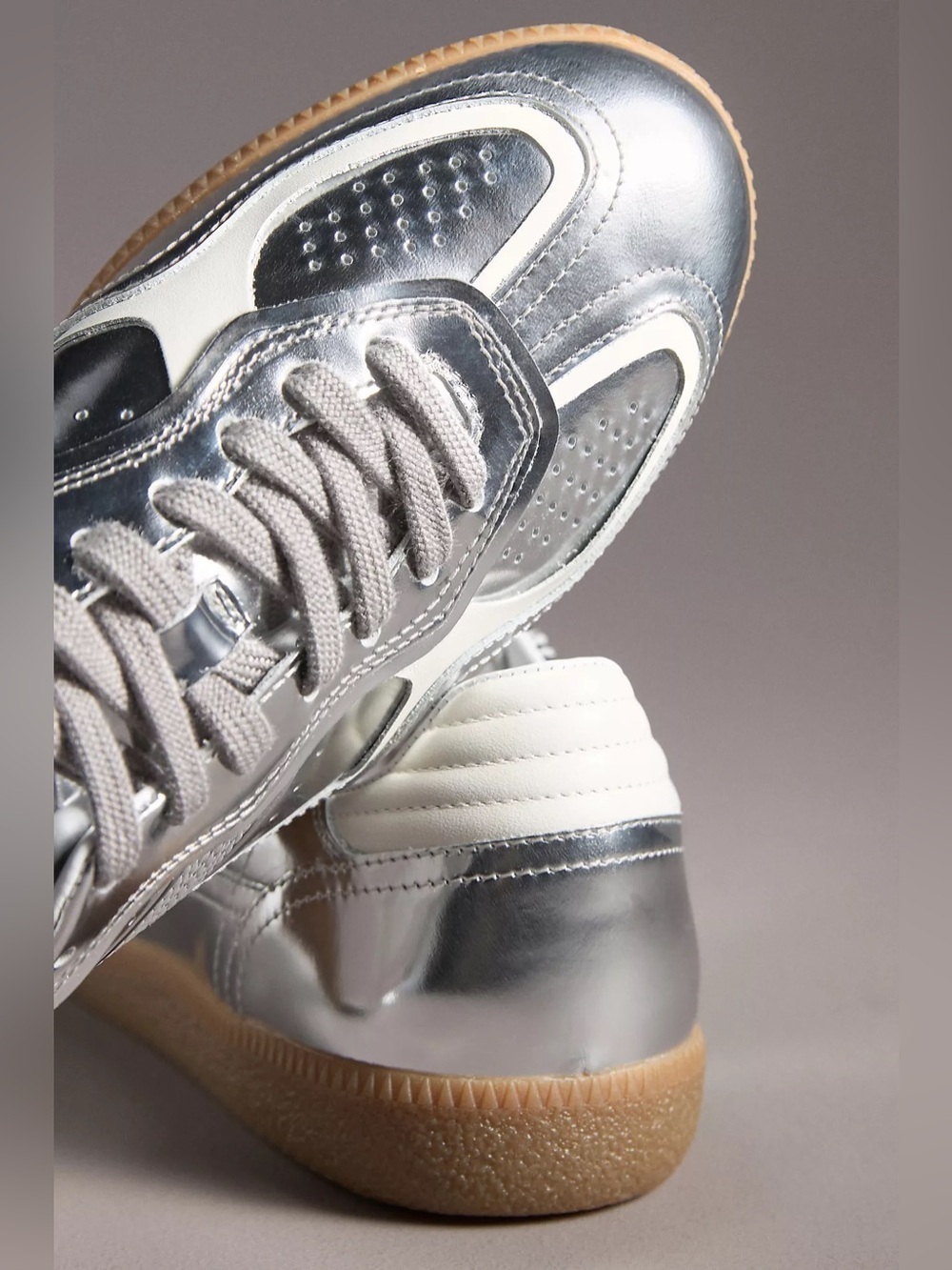 ALOHAS TB.490 Rife Shimmer Metallic Leather Sneakers in Silver Cream - Picture 3 of 12